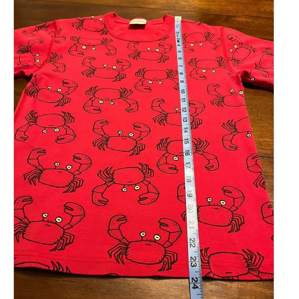 HANNA ANDERSSON Boys Red Crab Pajama Top 100% Organic Cotton – Size Small - Picture 3 of 9
